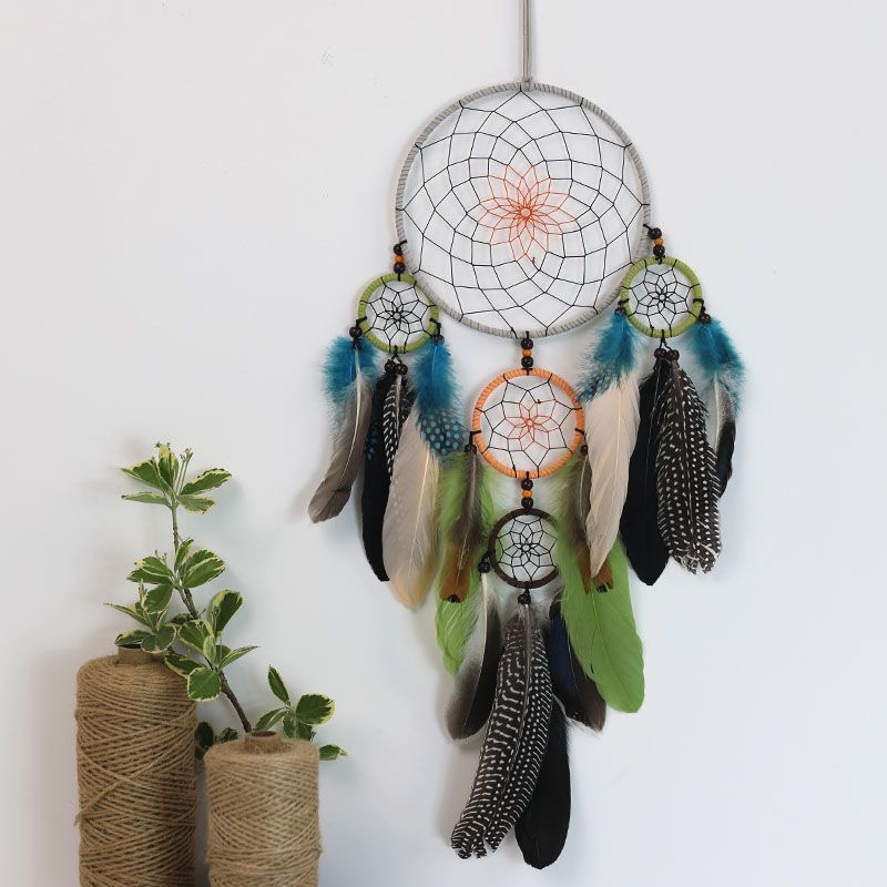 Home Textiles & Decorations - زينة حائطية على شكل صائد الأحلام،