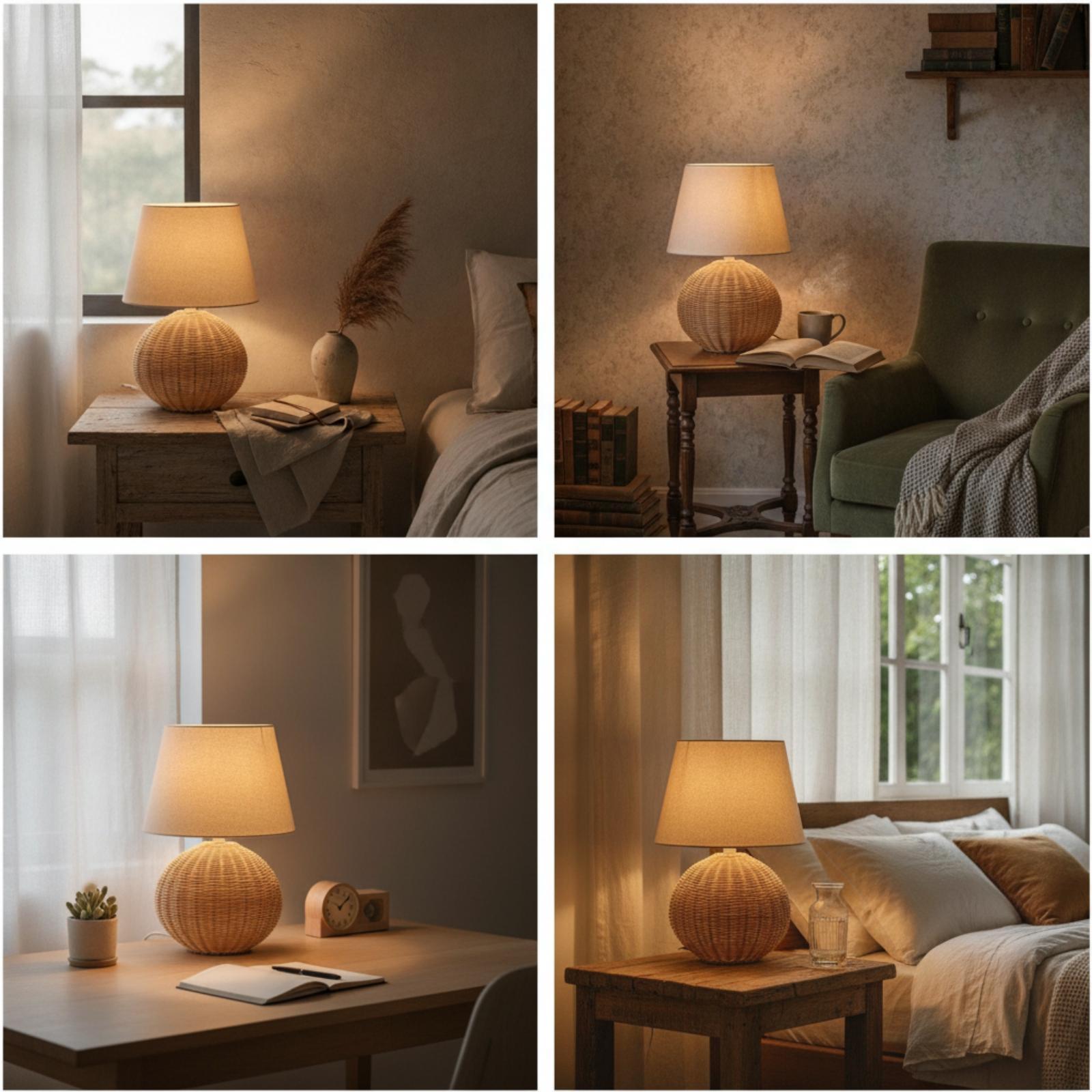 مصباح طاولة جانبي بقاعدة من ال - مراجعة Home Textile وسعره